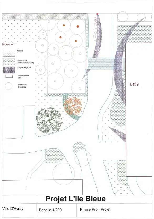 Plan of the “L’île bleue” project, around the camellia garden