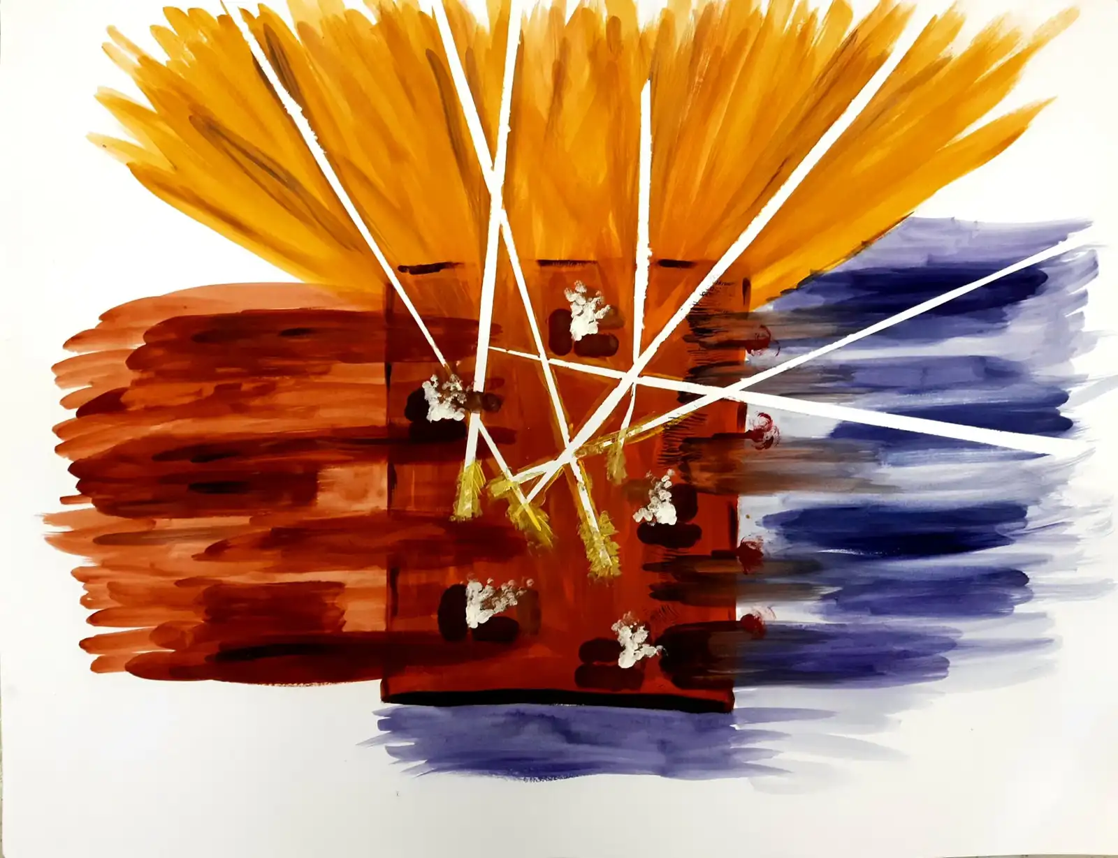 Concept painting: lines of light between sky and earth